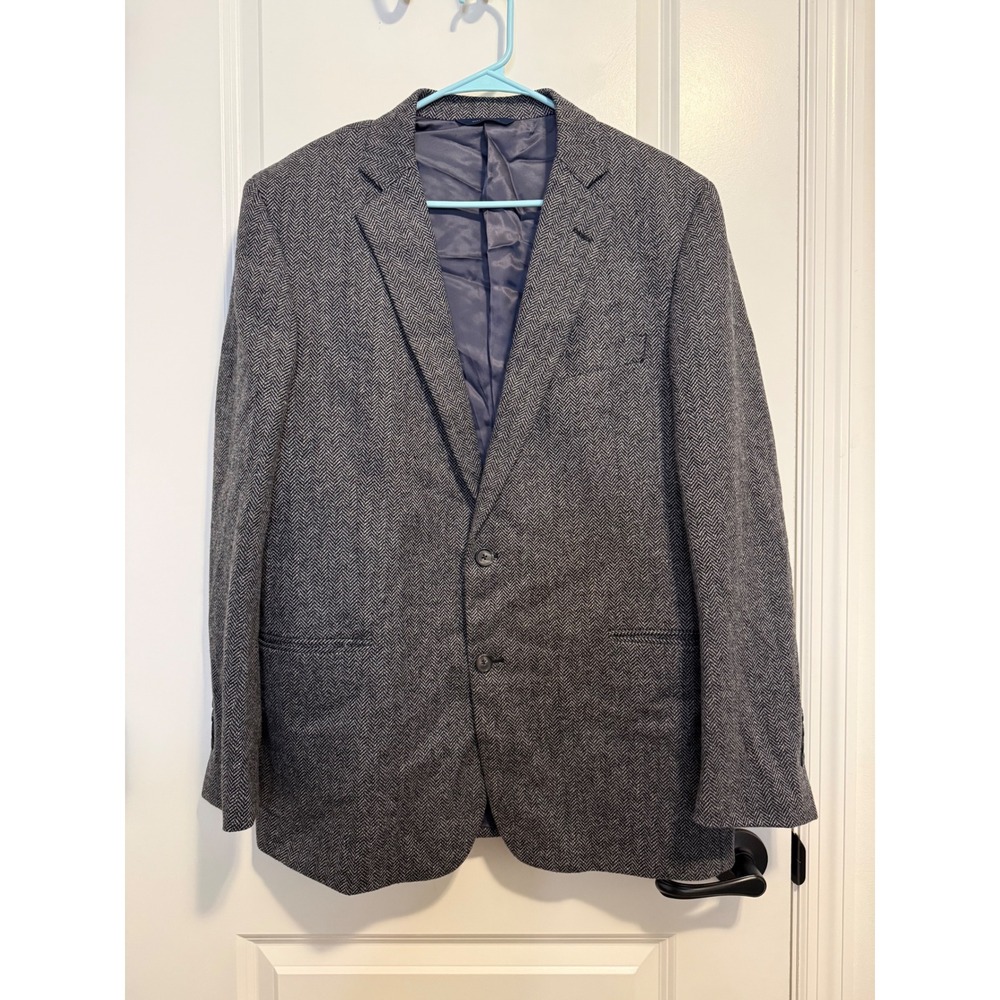 Brooks‎ Brothers Regent Blazer Lanificio Men 44R Grey Herringbone Wool Cashmere